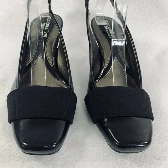 Naturalizer N5 Heels Shoes Black Comfort Question Patent Sling back 7.5 W - Picture 6 of 11